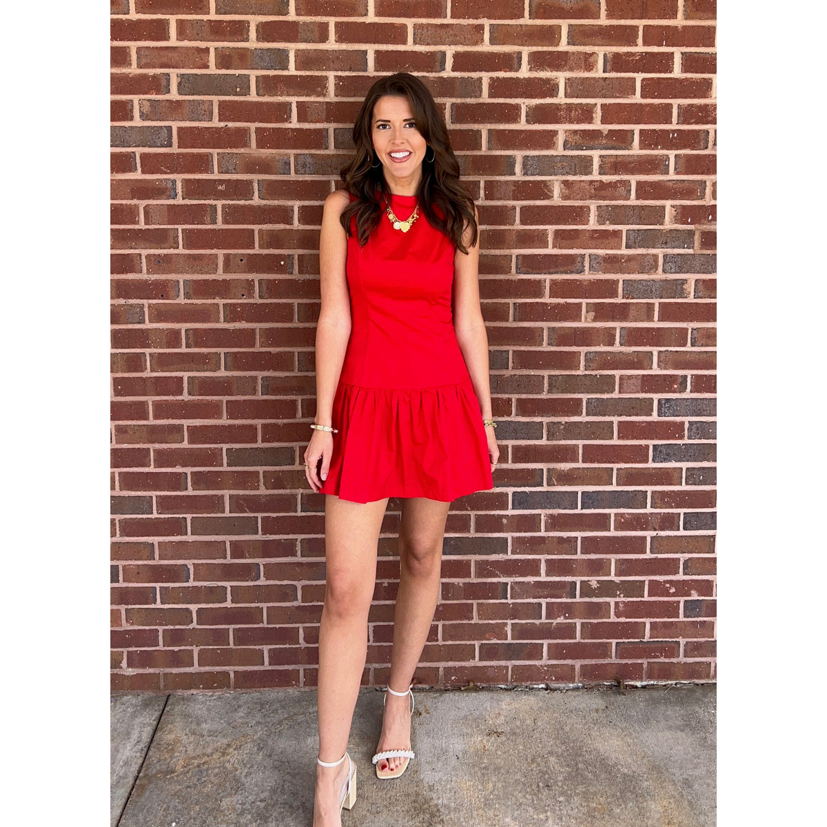 TCEC - Fit and Flare, Dropped Waist, Sleeveless Dress 5536 - Red
