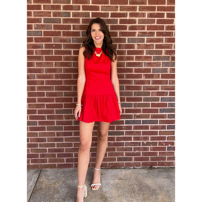 TCEC - Fit and Flare, Dropped Waist, Sleeveless Dress 5536 - Red