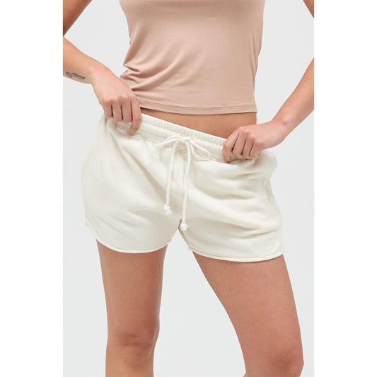 Alpaca Acid Wash Elastic Waist Shorts – Soft Lounge Drawstring Shorts 266