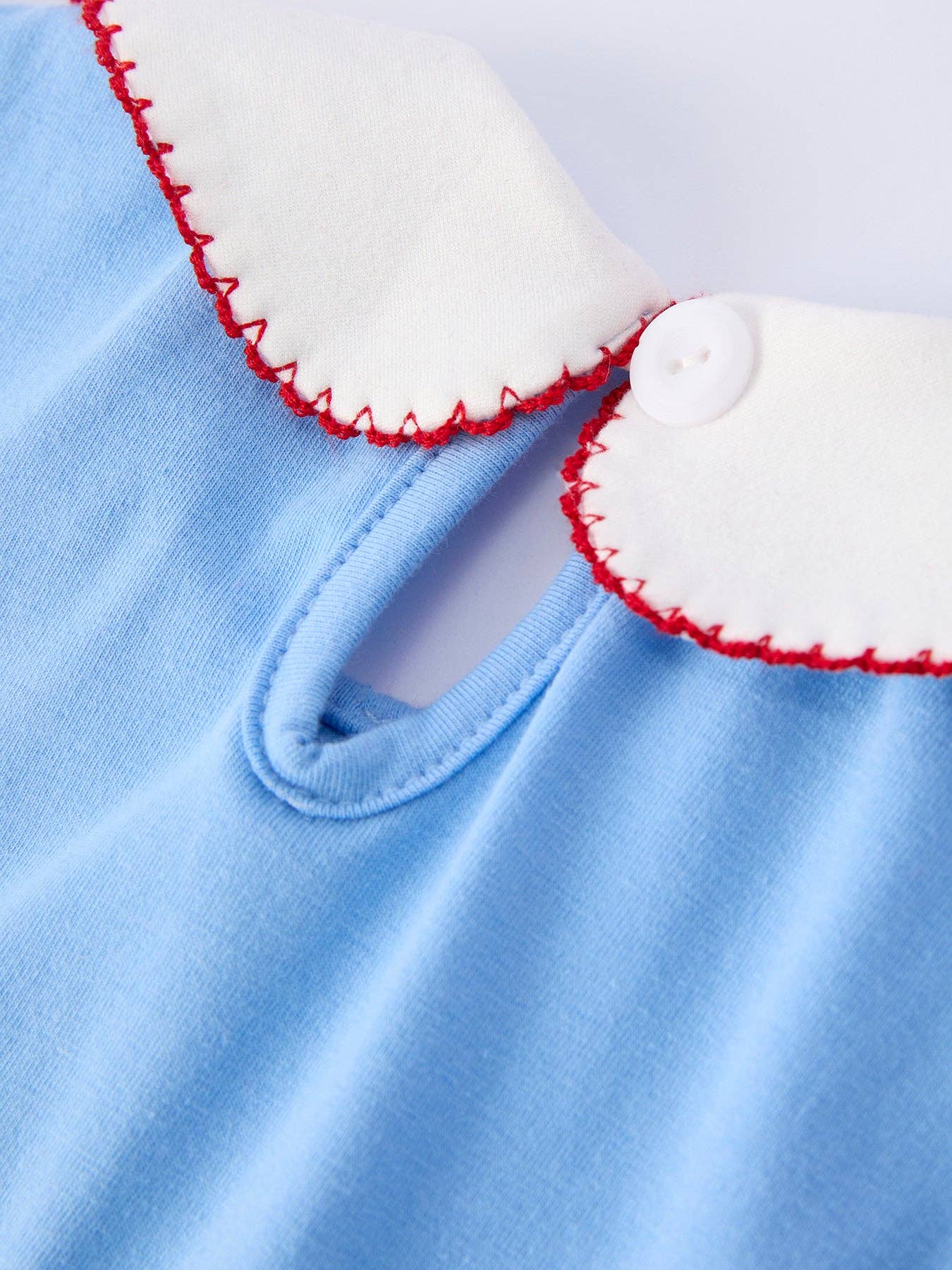 Girls Back To School Apple Outfit Set Bow Ruffle Petal Collar - Blue - SALE