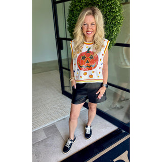 Queen of Sparkles  - White Sequin Jack-O’-Lantern Icon Vest