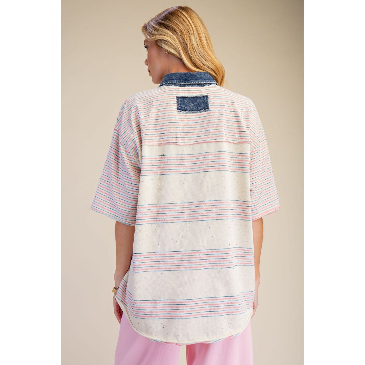 The Coastal Stripe Detail Top 1938 - Pink