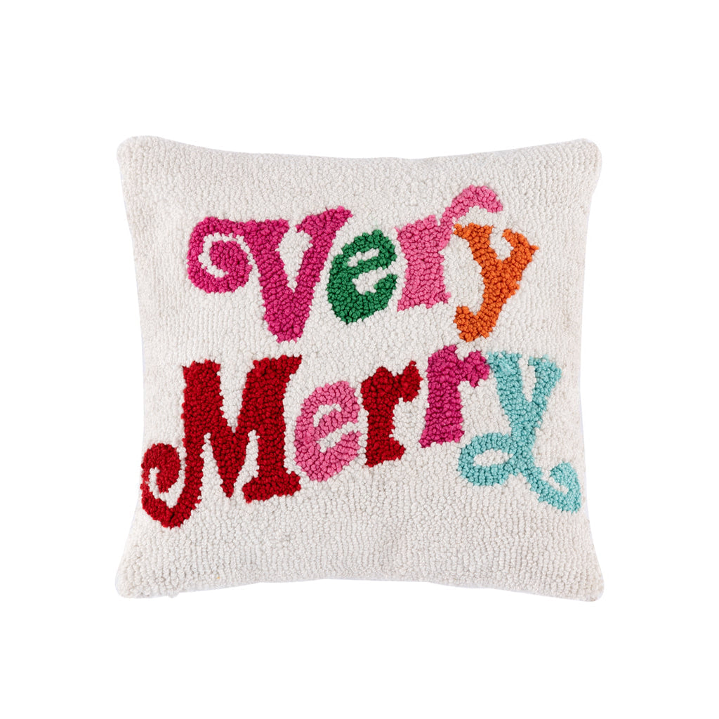 Shiraleah "Very Merry" Pillow, Ivory