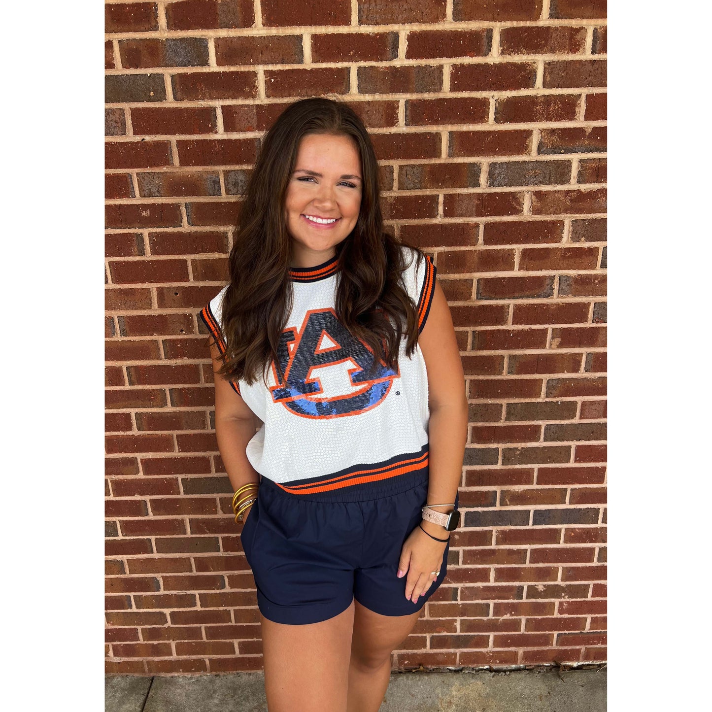 Queen of Sparkles -  Auburn Mascot Full Sequin Tank Top GD25AUB46 - White - SALE