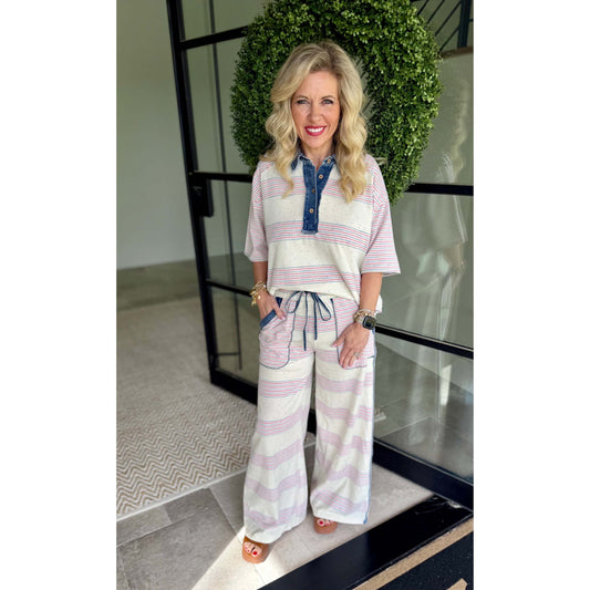 The Coastal Stripe Detail Top 1938 - Pink