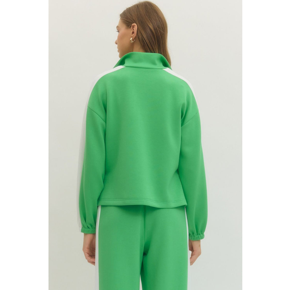 SALE- ENTRO -  Contrast accent, Top & Pants Set 8985 / 8984 - Kelly Green