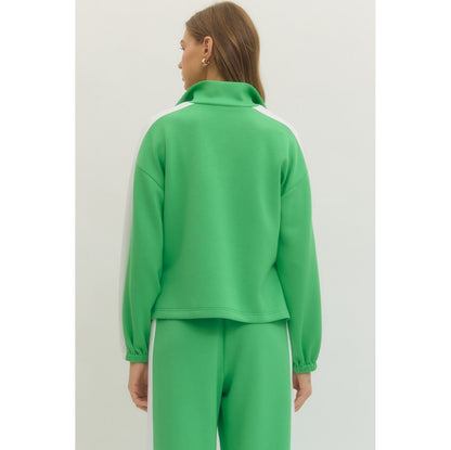 SALE- ENTRO -  Contrast accent, Top & Pants Set 8985 / 8984 - Kelly Green