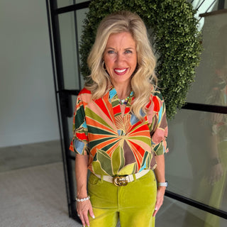 Karlie - Floral V-Neck Collar Top 0559 - Multi Color