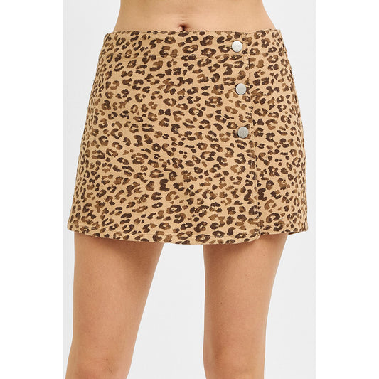 Risen - High Rise, Button, Skort 6347 - Camel.