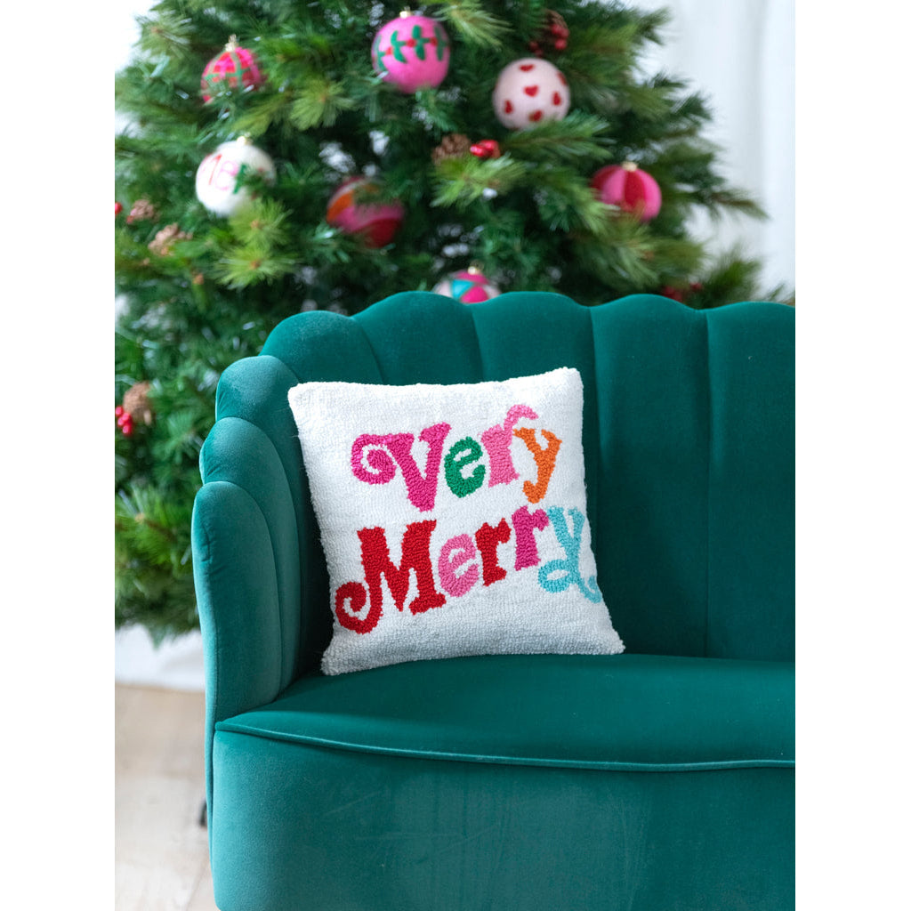 Shiraleah "Very Merry" Pillow, Ivory