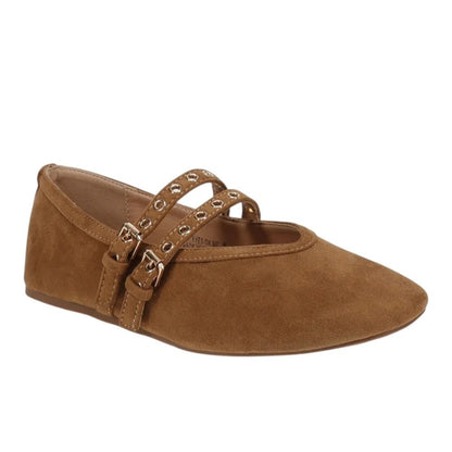 Corkys Footwear -  All Eyes On Me, Faux Suede Mary Jane Flats Shoe - Camel