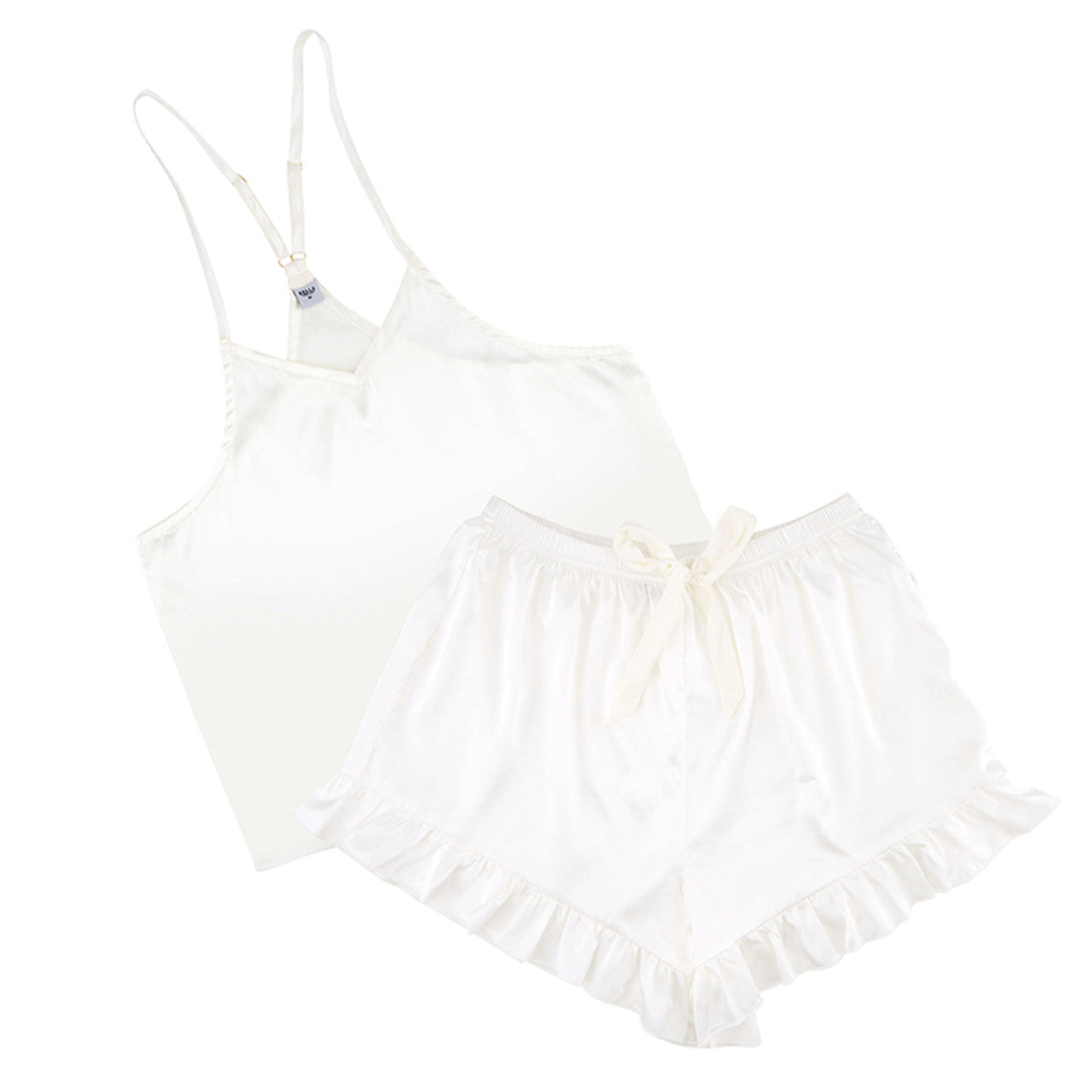 Bella -  Cami + Velvet Ruffled Short 0675 - White