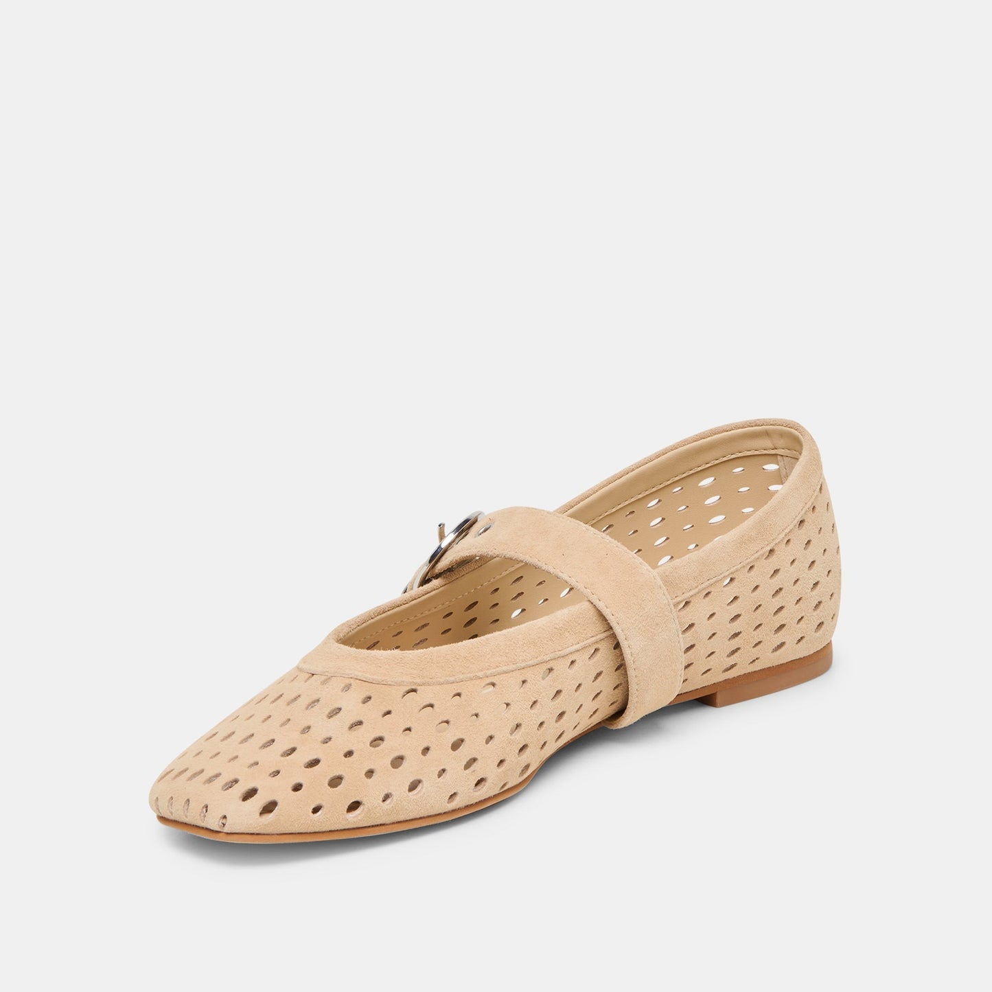 Dolce Vita MIKEL Perforated Suede Ballet Flats – Camel