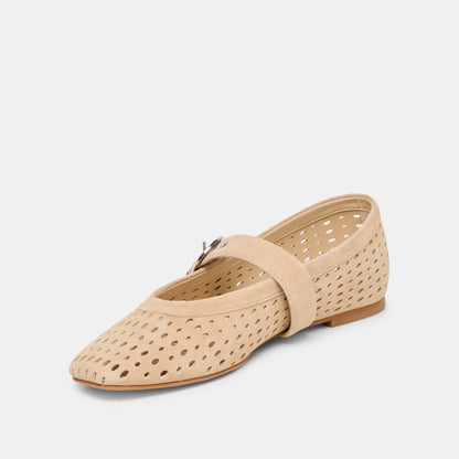Dolce Vita MIKEL Perforated Suede Ballet Flats – Camel