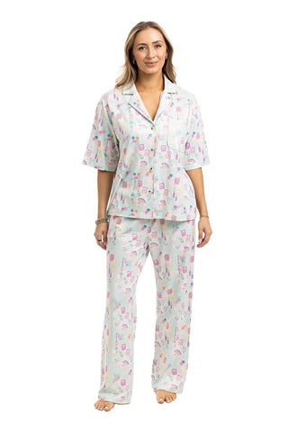 Mahjong Pieces Pajama Pants Set - Mint