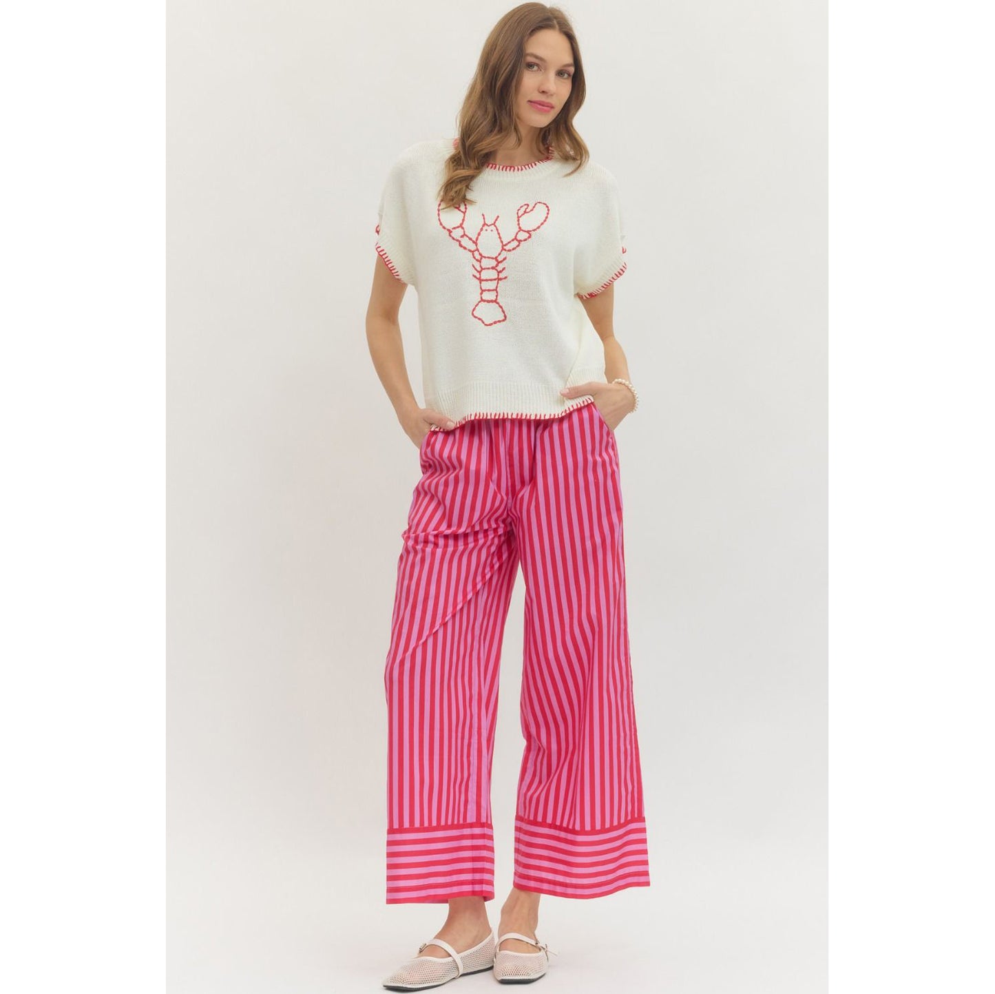 Entro - Embroidered ‘Lobster’ top 9853 - Cream