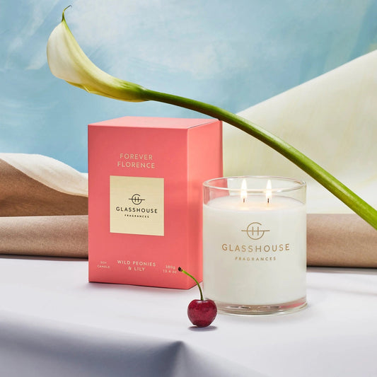 Glasshouse Fragrances - Forever Florence Wild Peonies & Lily Soy Candle