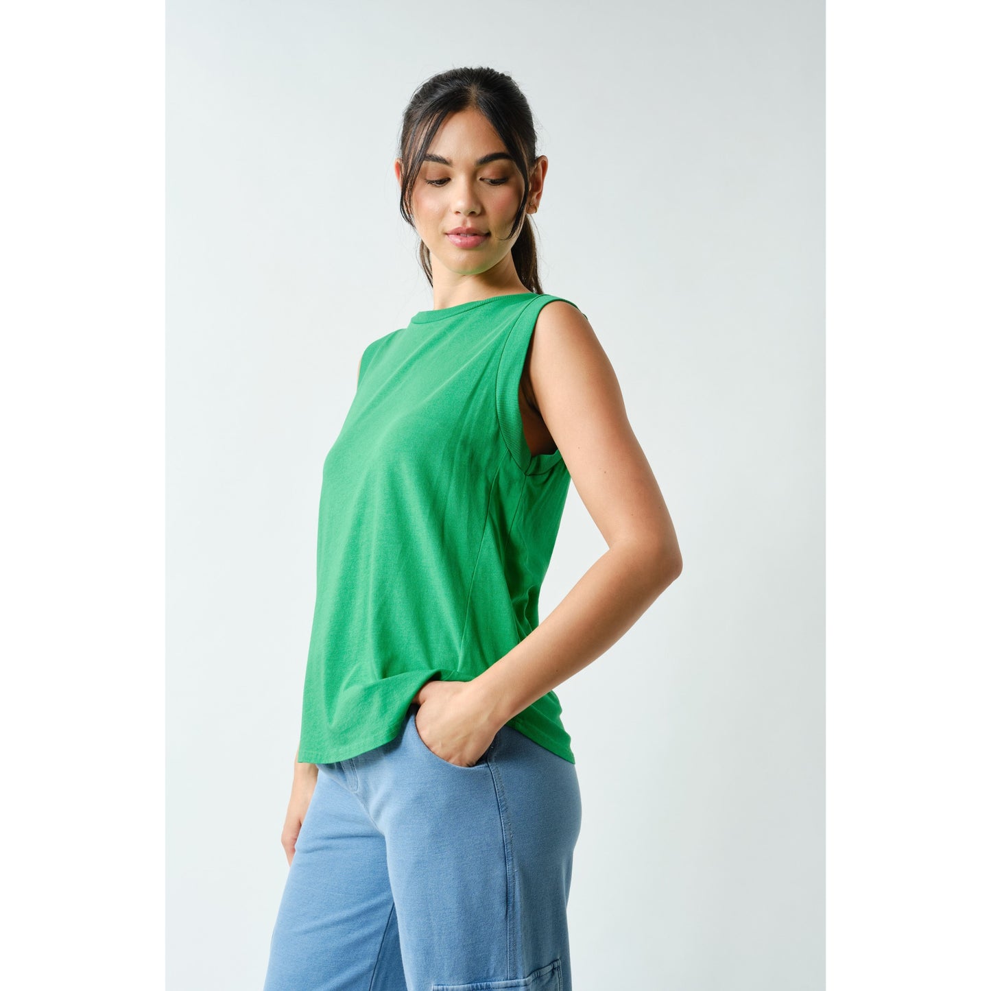 Terra Wash Pima Cotton Muscle Tank – Green