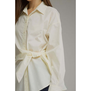 Tie Waist Button-Up Top 2671 – Cream