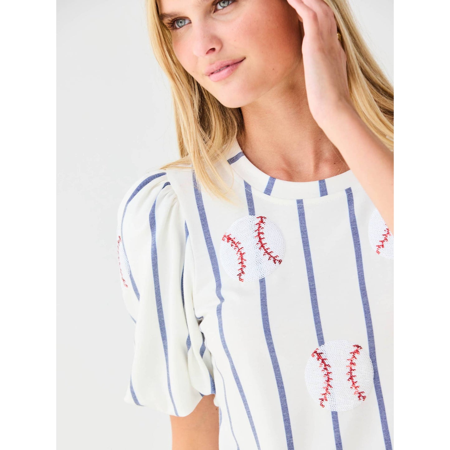 Tina Top – Sequin Baseball Stripe Top - SALE was $62.95