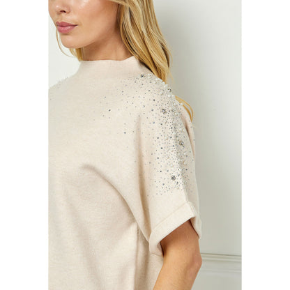 SAB - Embellished Short-sleeve Top 6048 - Cream