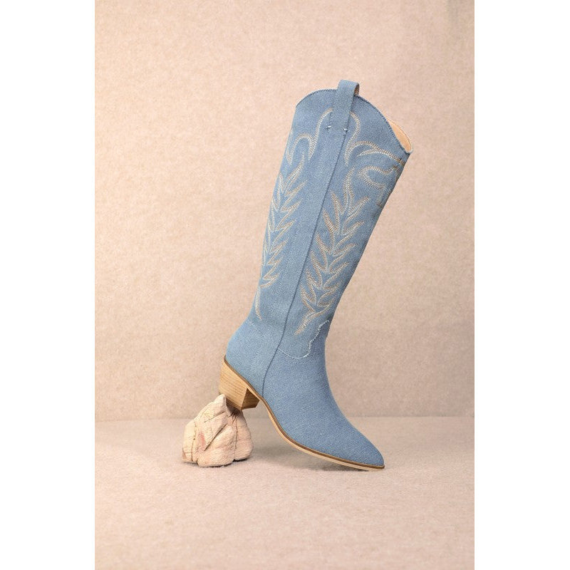 Mi.iM - Inlay Western Boots - Denim