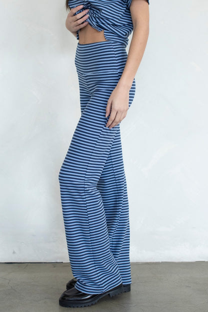 Skylar Striped Tee & Flare Pants Set 4470 / 4471 - Navy
