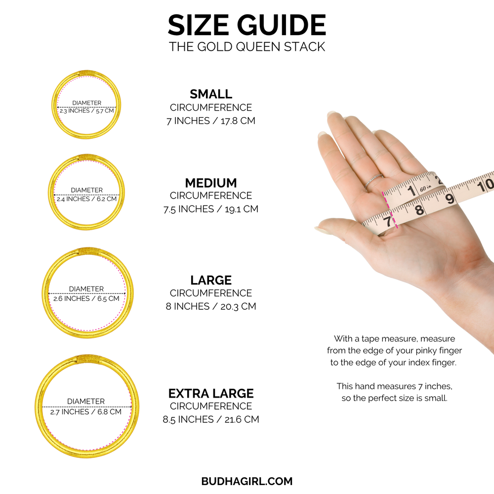 BuDhaGirl - Gold Queen Stack – Three-Piece All Weather Bangle® Set