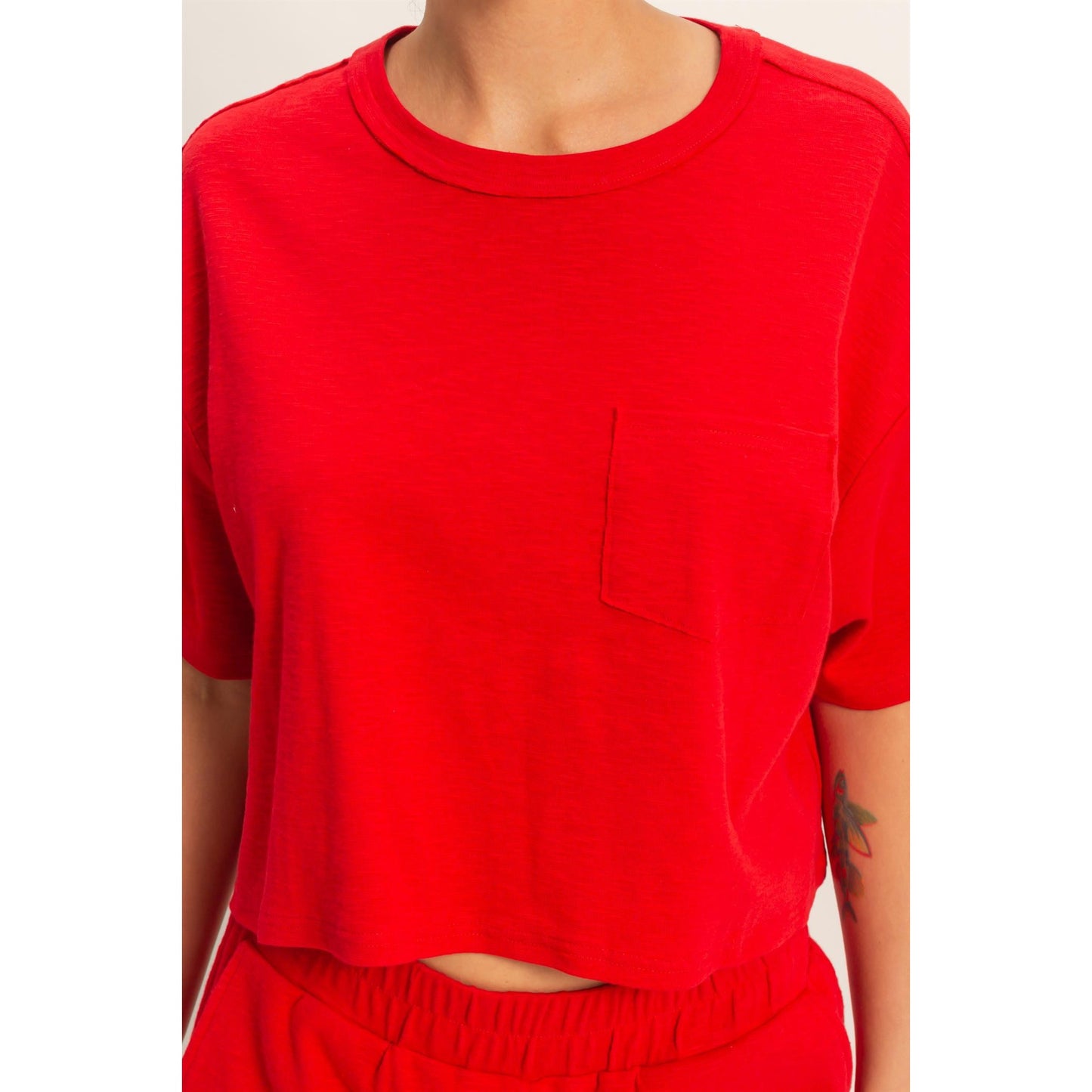 DZ - Exposed Seam, Boxy Top & Pants Set 024/091 - Red