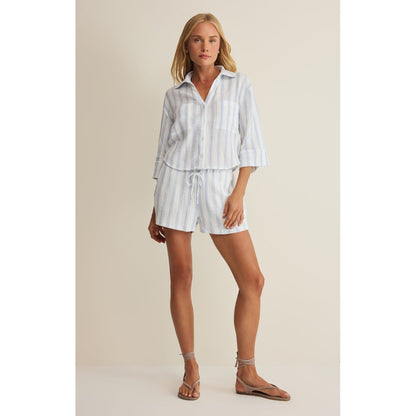Daylight Striped Airy Gauze Shorts – Sea Salt (Pairs with Helena Shirt)