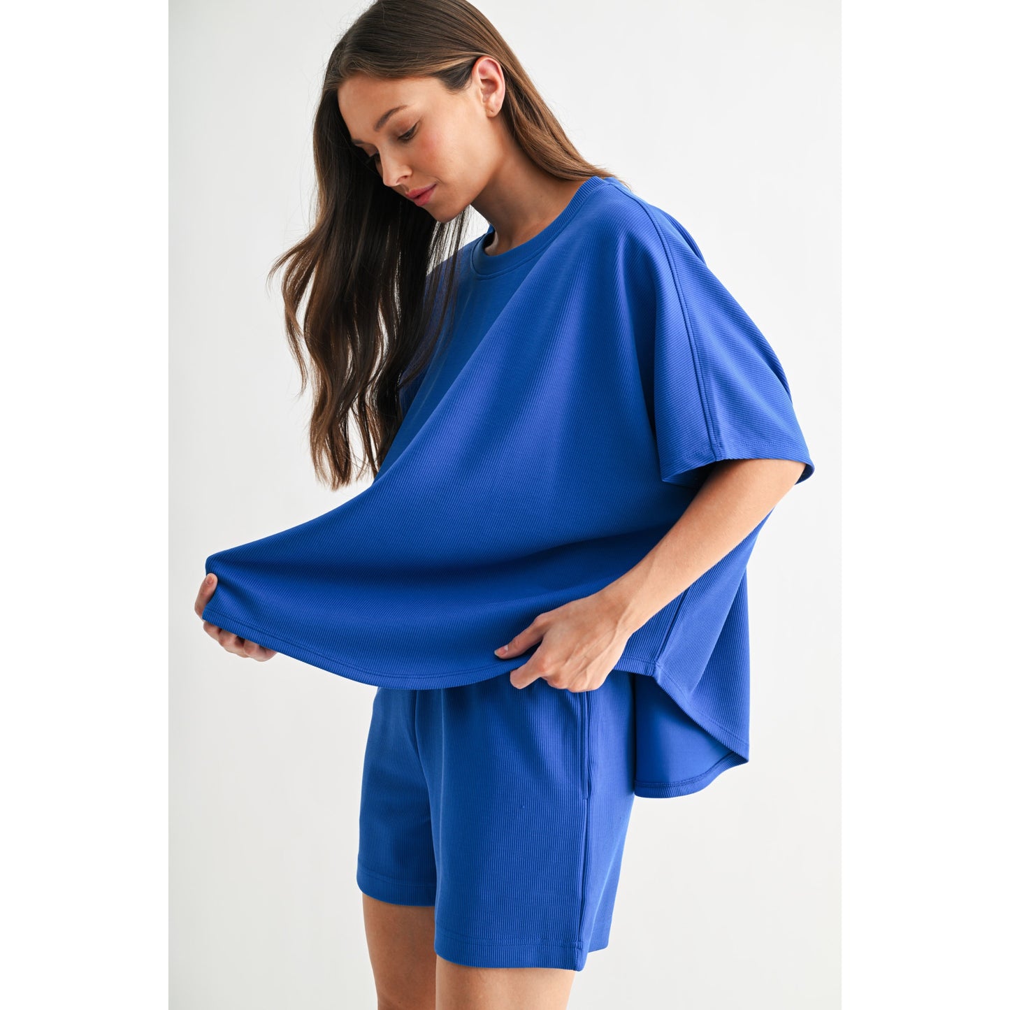 Luxe Sand Wash Rib Dolman Top 5857 / 5418 – Dark Indigo