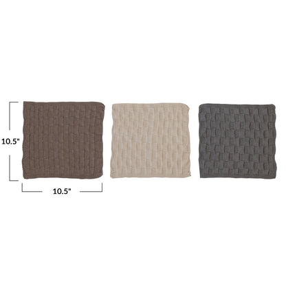 CC - Cotton Blend Dish Towels w/ Weave Pattern, 3 Colors, Set of 3