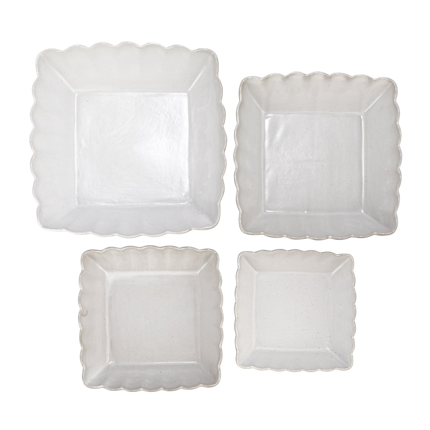 CC - Stoneware Serving Dishes w/ Scalloped Edge, Matte White, Set of 4