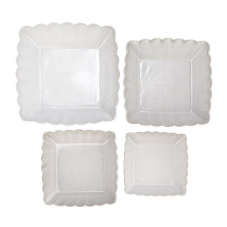 CC - Stoneware Serving Dishes w/ Scalloped Edge, Matte White, Set of 4