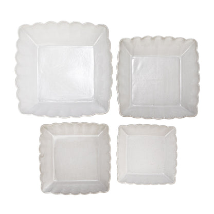 CC - Stoneware Serving Dishes w/ Scalloped Edge, Matte White, Set of 4