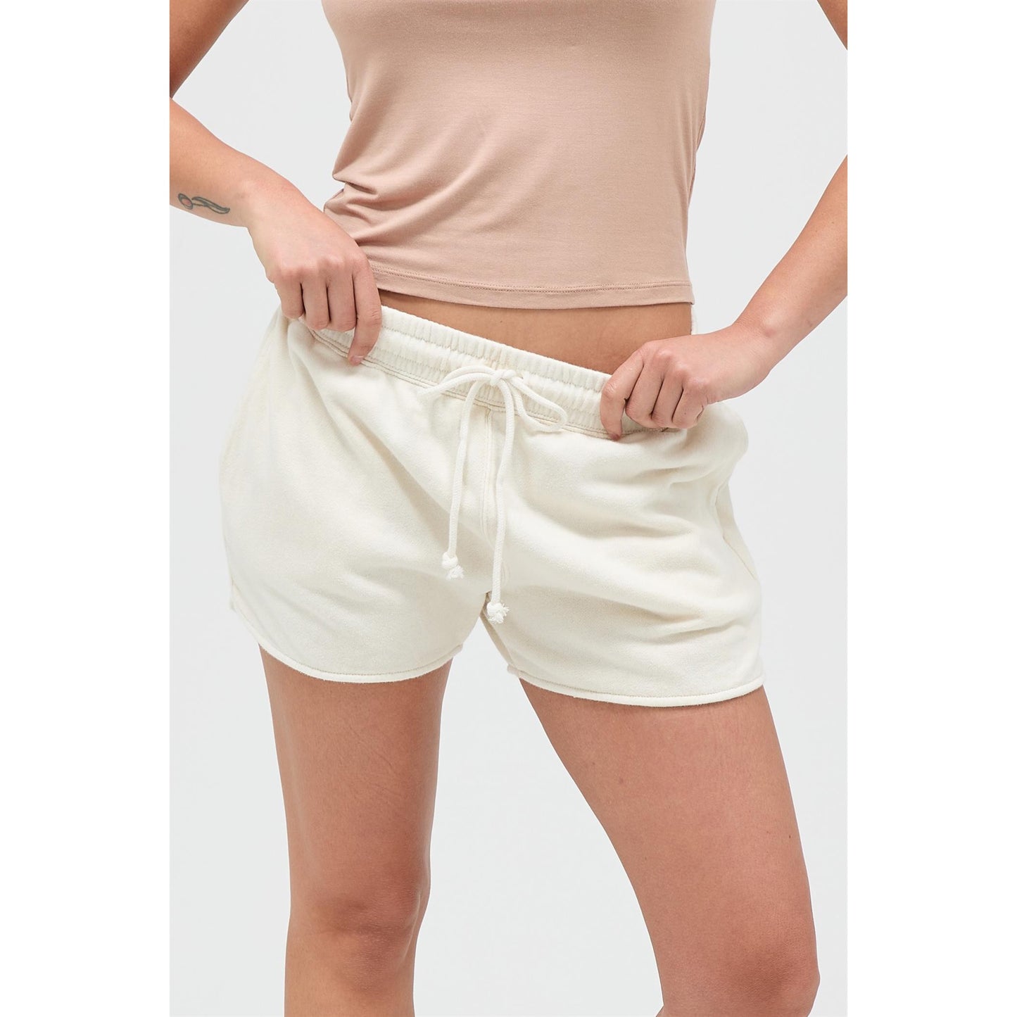 Alpaca Acid Wash Elastic Waist Shorts – Soft Lounge Drawstring Shorts 266