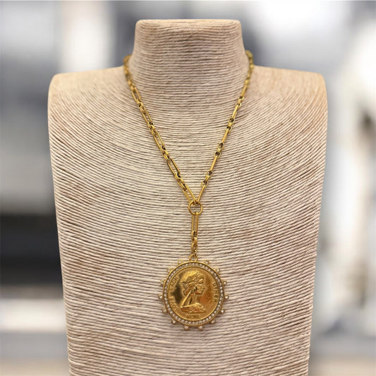 CH - Coin Necklace, 16-18 inch, Gold