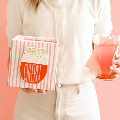 COTON COLORS - Medium Nesting Cube - Skinny Stripe Pink
