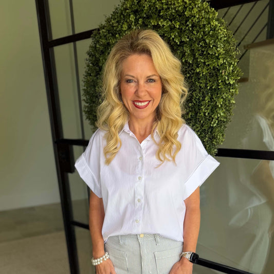 SPANX® Poplin Oversized Short Sleeve Button Down – Classic White