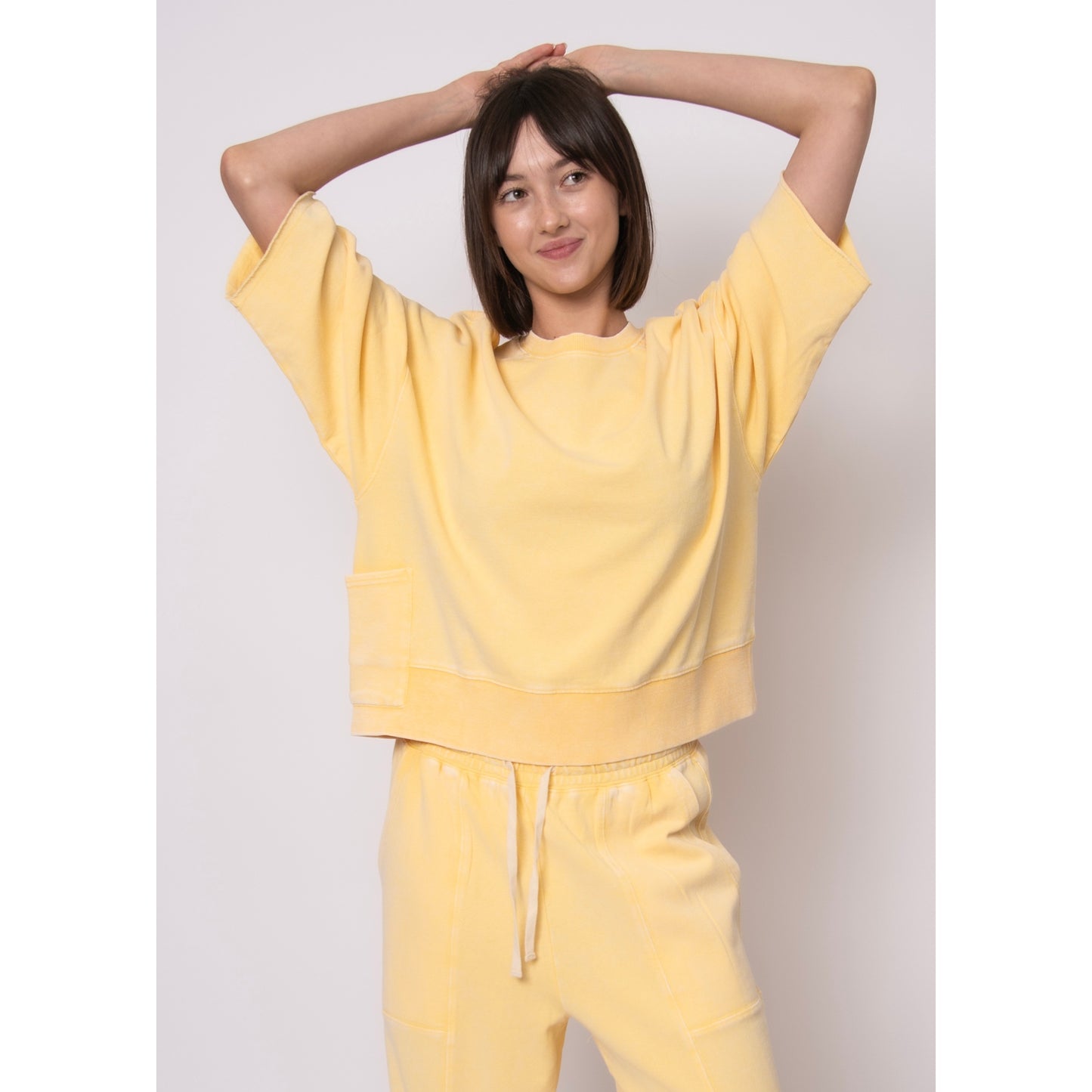 RDI - Brie / Padmala, French Terry Sweater Top & Jogger Pants w Drawstring Set 011/022 - Corn