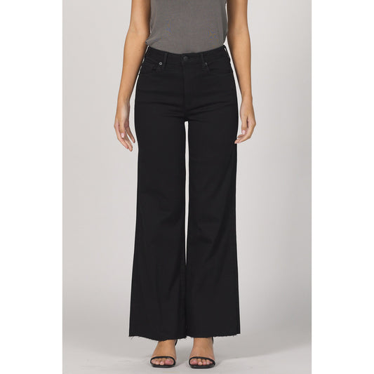 Dear John - High Rise, Wide Leg, Raw Hem, Fiona Jeans 306 - Black Arrow