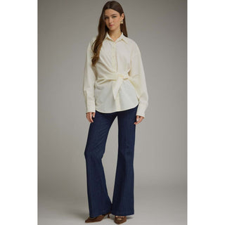 Tie Waist Button-Up Top 2671 – Cream