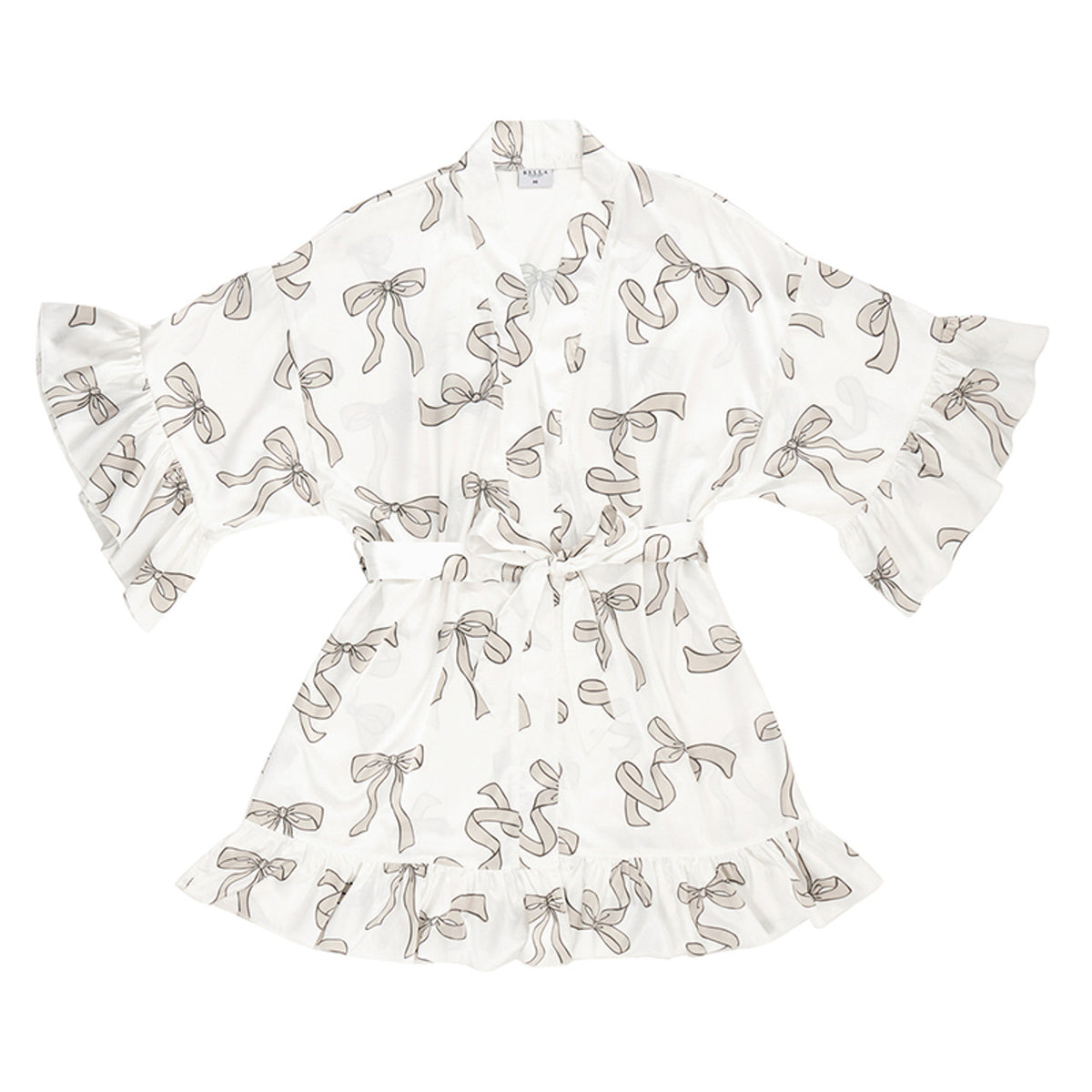 Bella -  Ruffled Satin Robe 0672 - Flax Bows