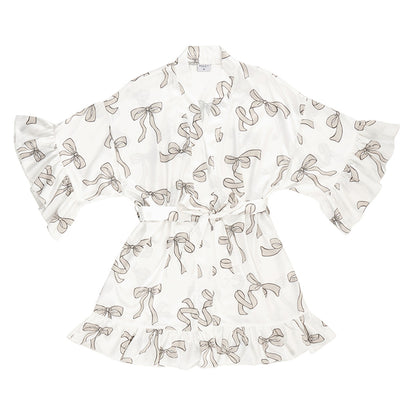 Bella -  Ruffled Satin Robe 0672 - Flax Bows