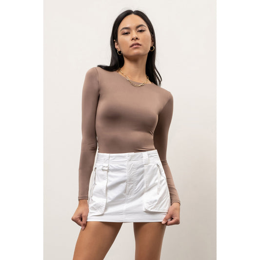 T&C - Round Neck, Long Sleeve, Fitted Top 1185 - Deep Taupe