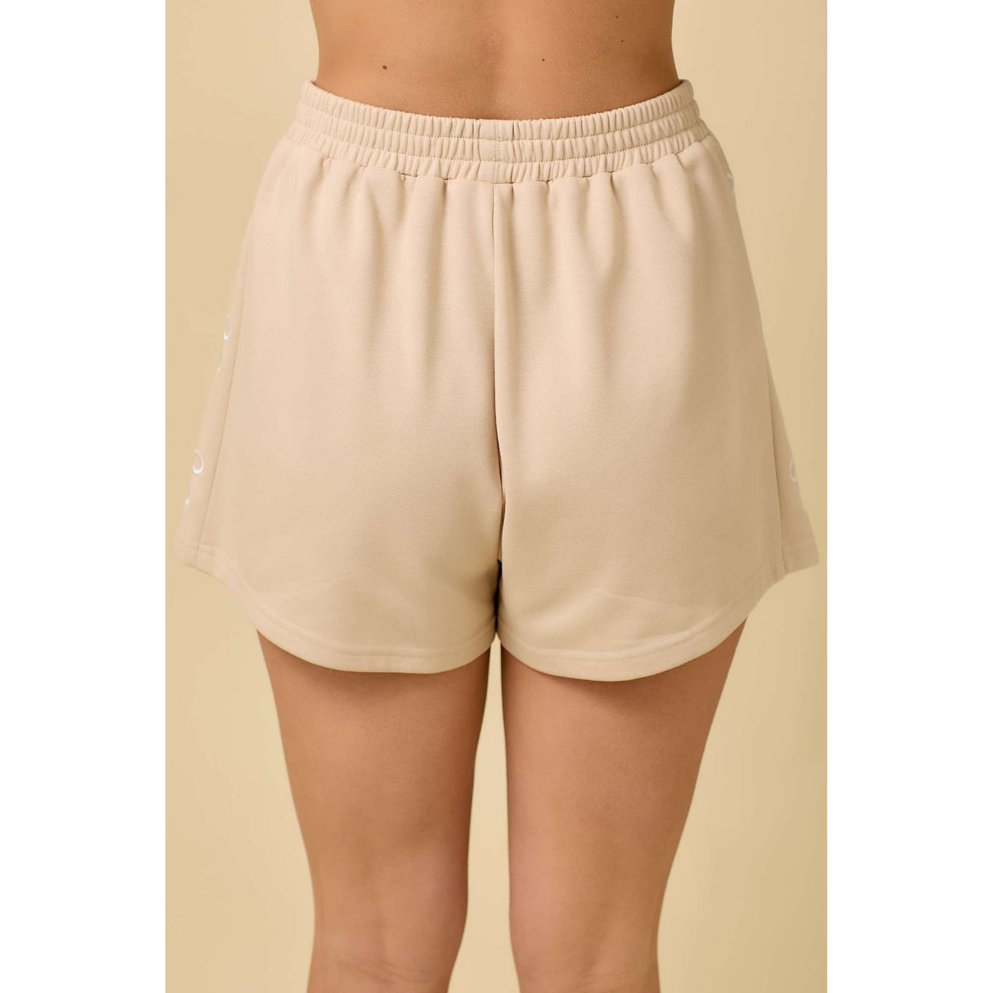 MS - Shorts w Side Ribbon Bow Embroidery Detail 1103 - Taupe