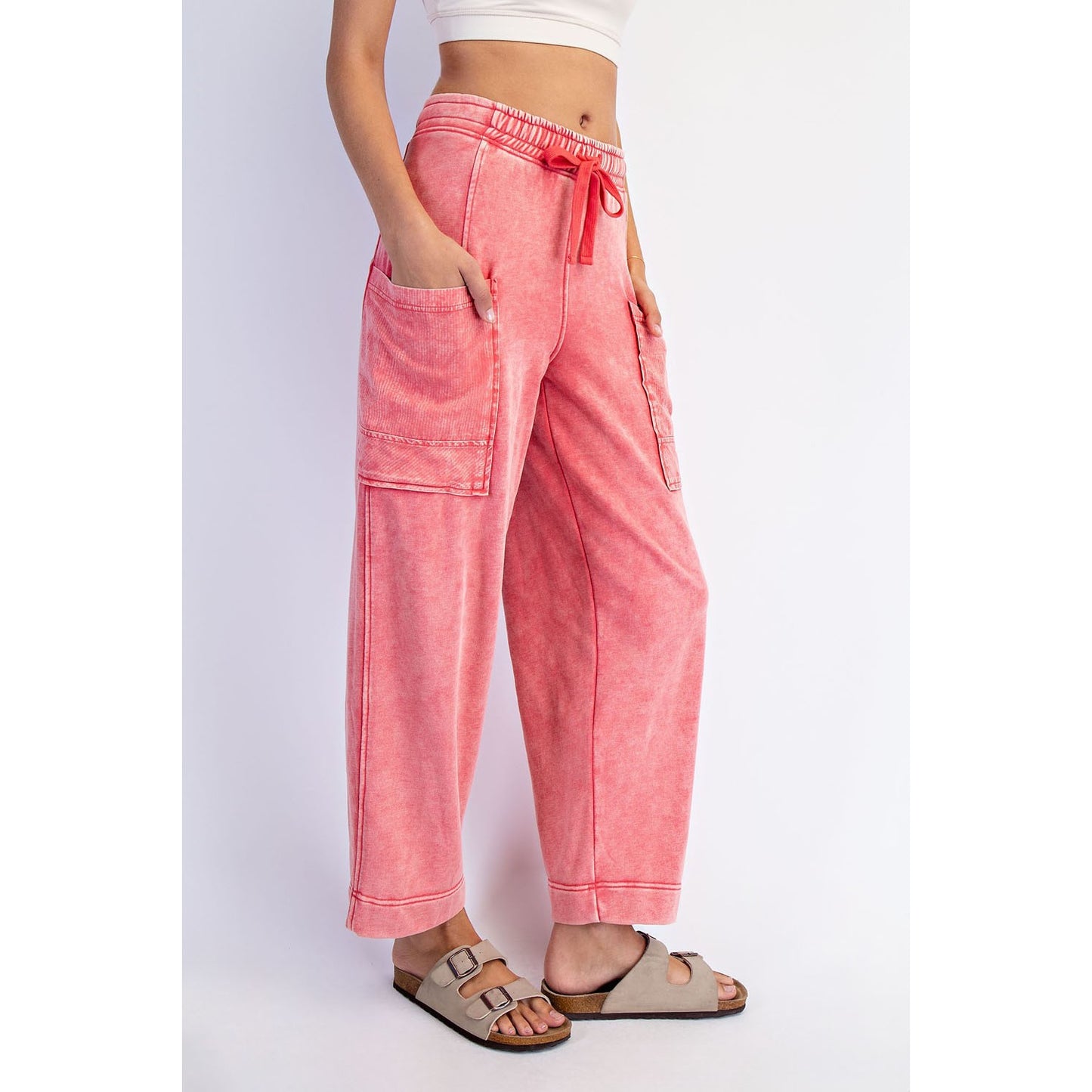 Candy Red Mineral Washed Terry Lounge Set 0110/6446