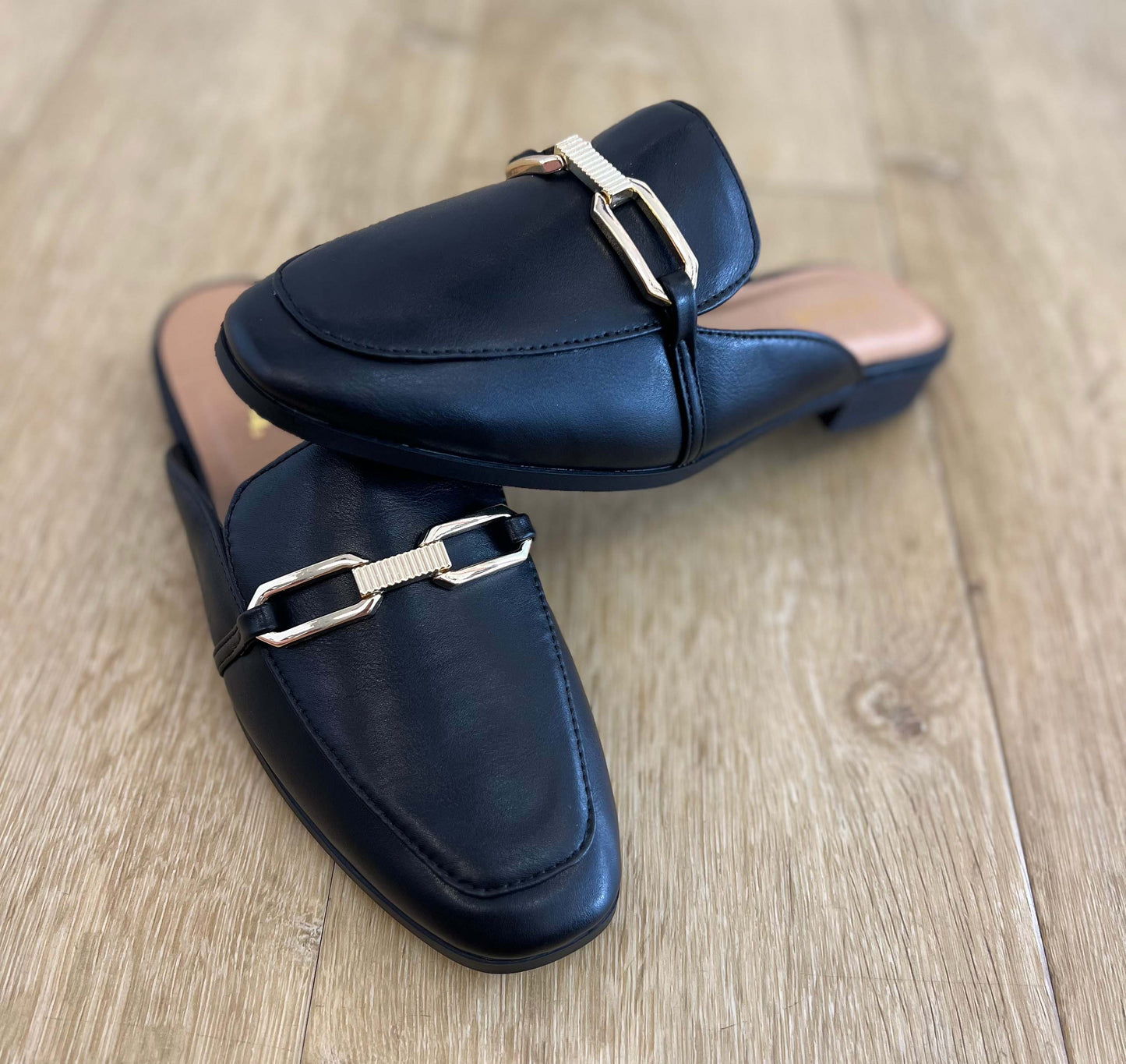 Soda - Eleanor Slip On Mule with Buckle - Black