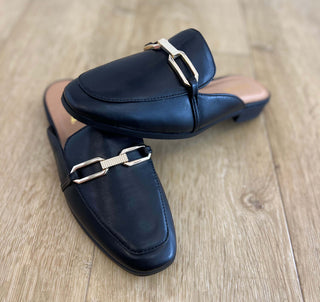 Soda - Eleanor Slip On Mule with Buckle - Black