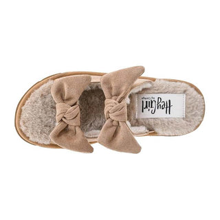 Corkys Hey Girl - Airplane Mode Bow Slide Sandal – Sand Faux Suede
